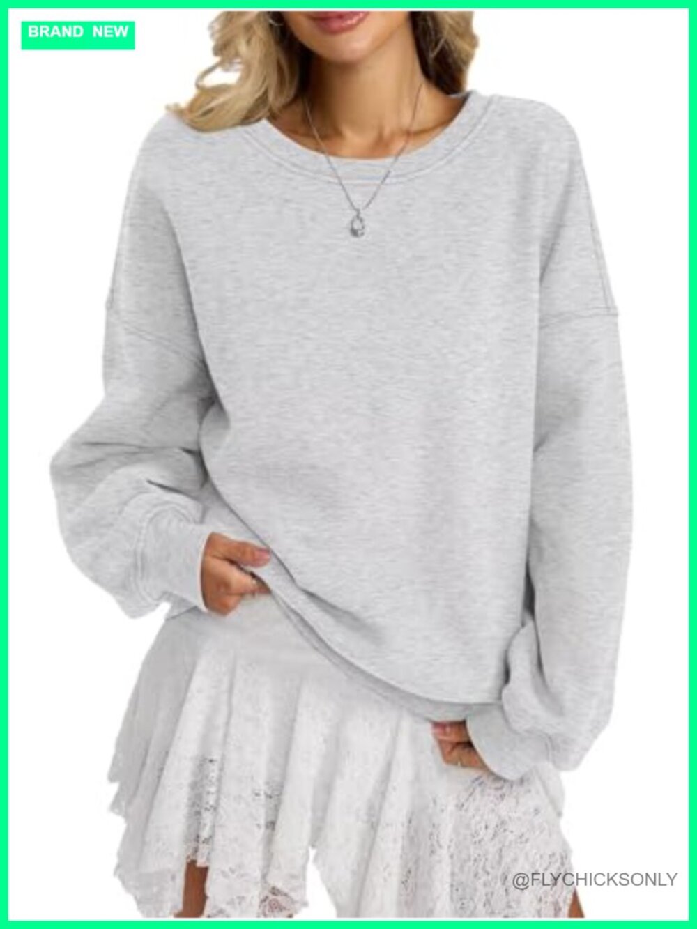 Fleece Crewneck Sweatshirt Oversized Long Sleeve Pullover